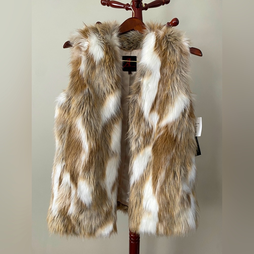Adrienne Landau faux fur vest XS